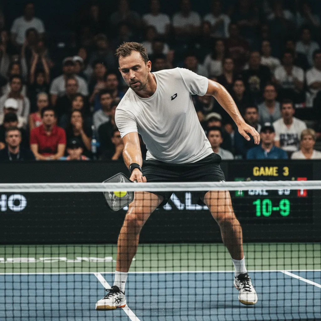 Pha dink chéo sân trong một trận đấu Pickleball